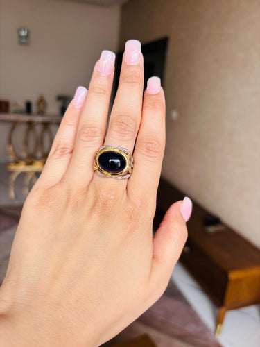 Golden Black Stone Ring